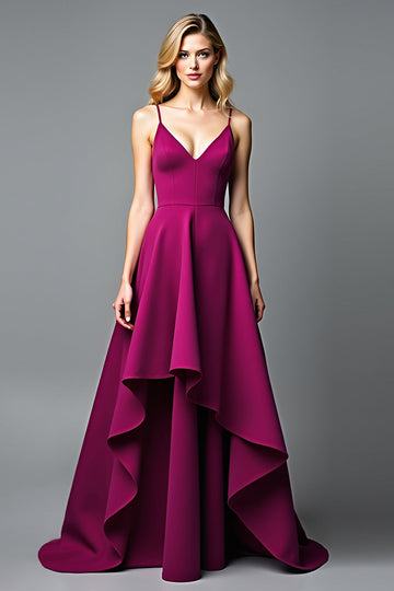 Violet foncé Irrégulier A ligne spaghetti bretelles Robe formelle